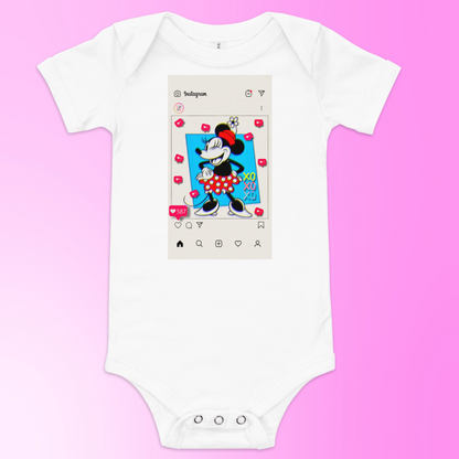 Designer Minnie-Mouse Baby Short Sleeve One Piece | Available in Multiple Colors | Design on Front & Back