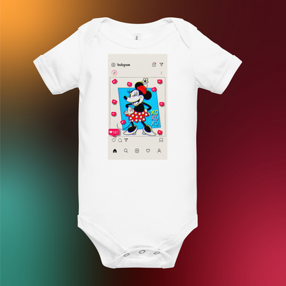 Designer Minnie-Mouse Baby Short Sleeve One Piece | Available in Multiple Colors | Design on Front & Back