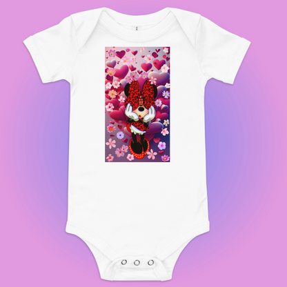 Designer Minnie-Mouse Baby Short Sleeve One Piece | Available in Multiple Colors | Design on Front & Back