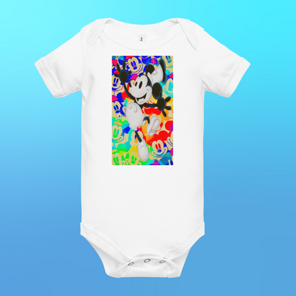 Designer Mickey-Mouse Baby Short Sleeve One Piece | Available in Multiple Colors | Design on Front & Back