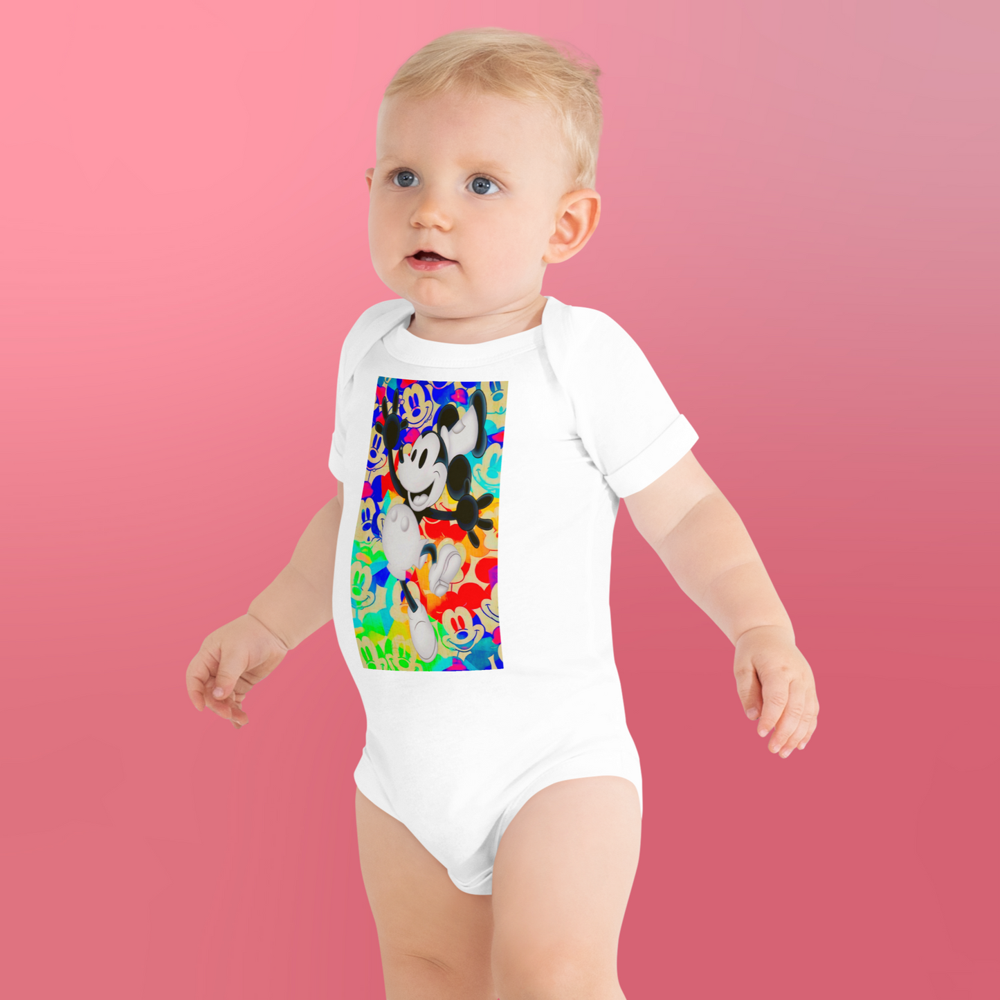 Designer Mickey-Mouse Baby Short Sleeve One Piece | Available in Multiple Colors | Design on Front & Back