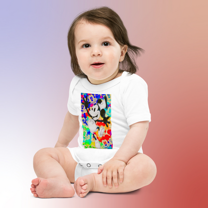 Designer Mickey-Mouse Baby Short Sleeve One Piece | Available in Multiple Colors | Design on Front & Back