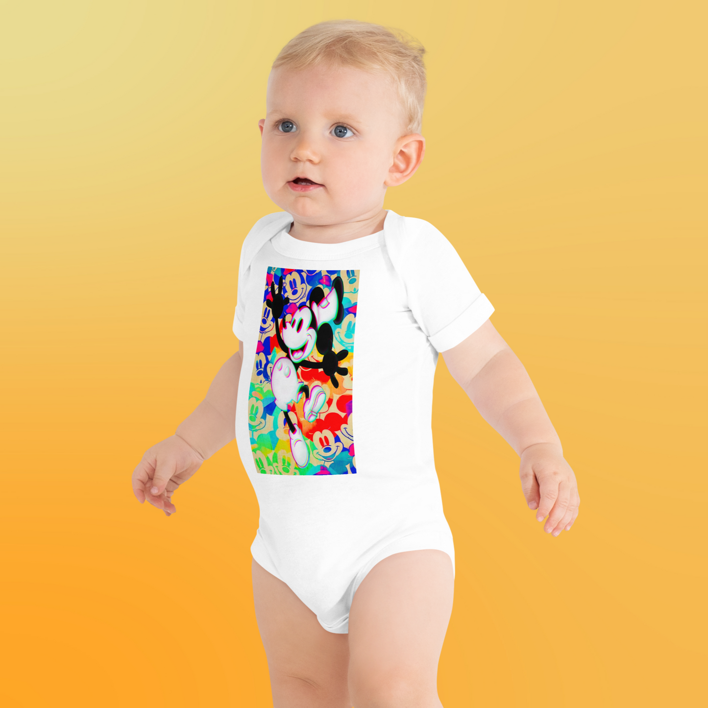 Designer 3D Mickey-Mouse Baby Short Sleeve One Piece | Available in Multiple Colors | Design on Front & Back