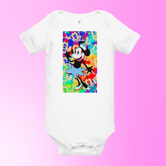 Designer 3D Minnie-Mouse Baby Short Sleeve One Piece | Available in Multiple Colors | Design on Front & Back