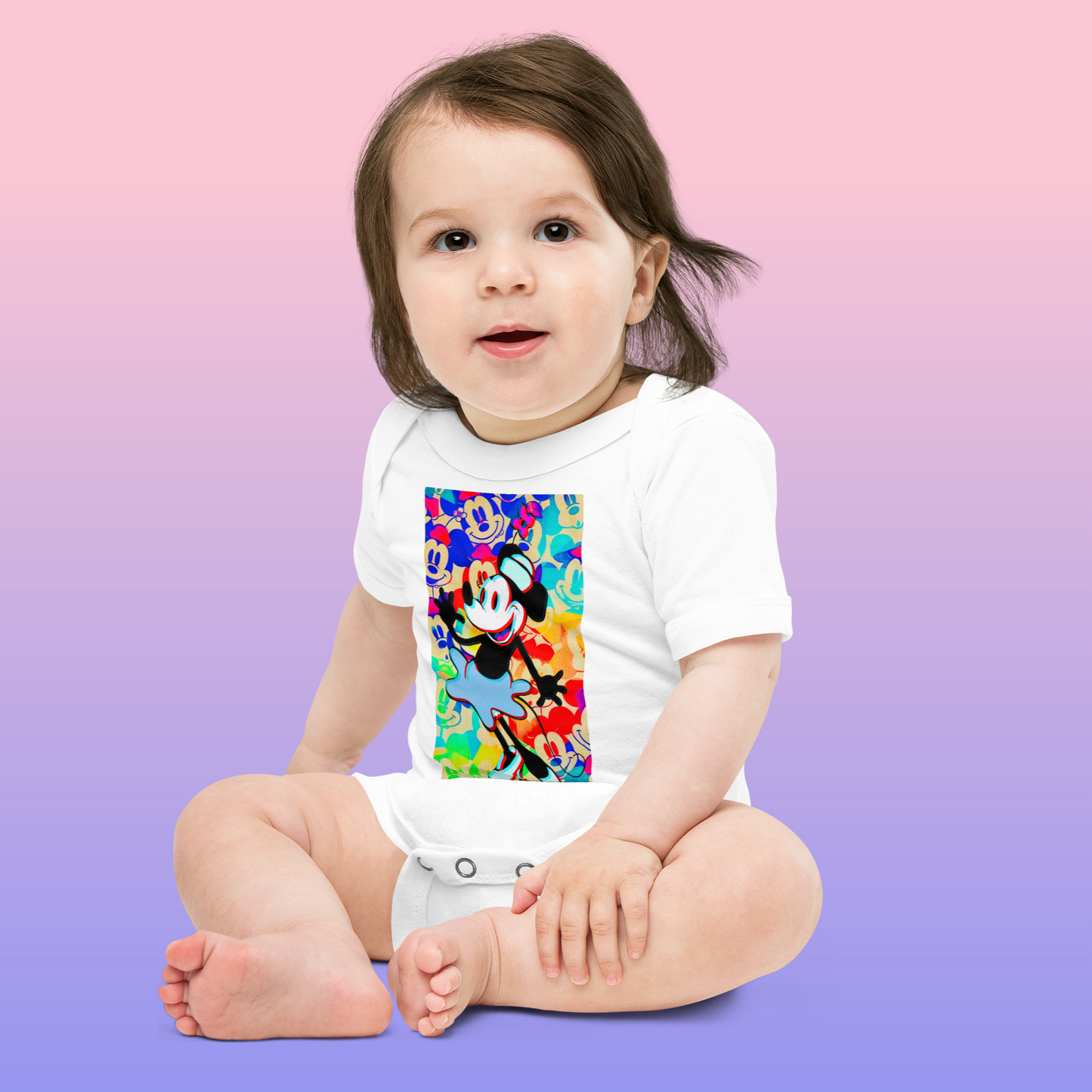 Designer 3D Minnie-Mouse Baby Short Sleeve One Piece | Available in Multiple Colors | Design on Front & Back