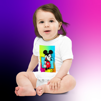 Designer Mickey-Mouse Baby Short Sleeve One Piece | Available in Multiple Colors | Design on Front & Back