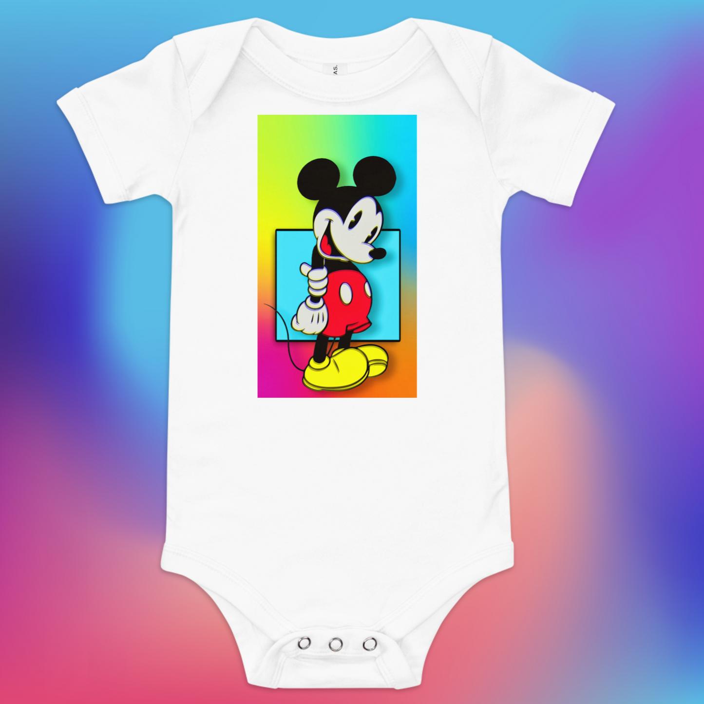 Designer Mickey-Mouse Baby Short Sleeve One Piece | Available in Multiple Colors | Design on Front & Back