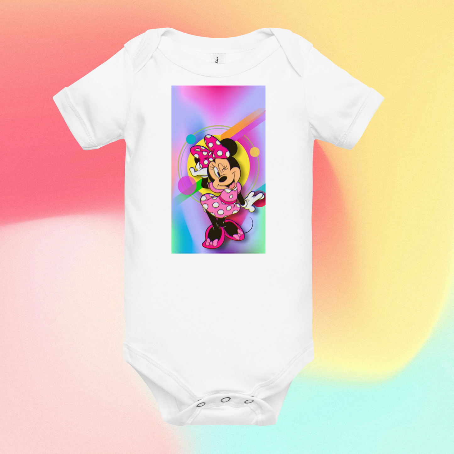 Designer Minnie-Mouse Baby Short Sleeve One Piece | Available in Multiple Colors | Design on Front & Back