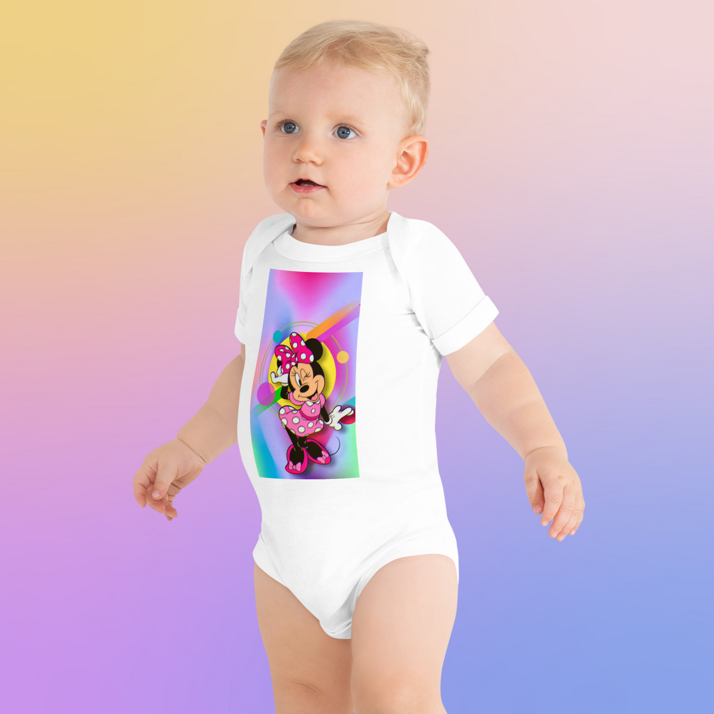 Designer Minnie-Mouse Baby Short Sleeve One Piece | Available in Multiple Colors | Design on Front & Back