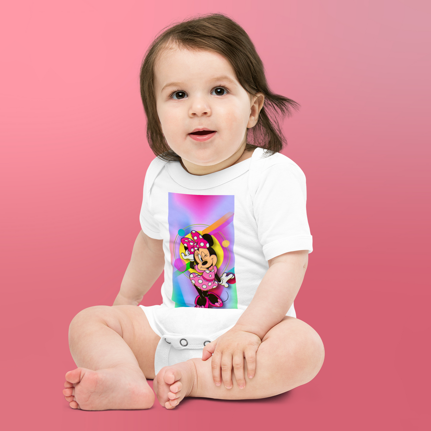 Designer Minnie-Mouse Baby Short Sleeve One Piece | Available in Multiple Colors | Design on Front & Back