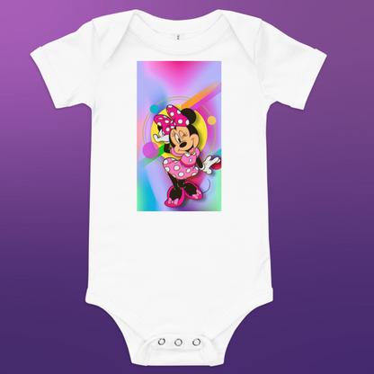 Designer Minnie-Mouse Baby Short Sleeve One Piece | Available in Multiple Colors | Design on Front & Back