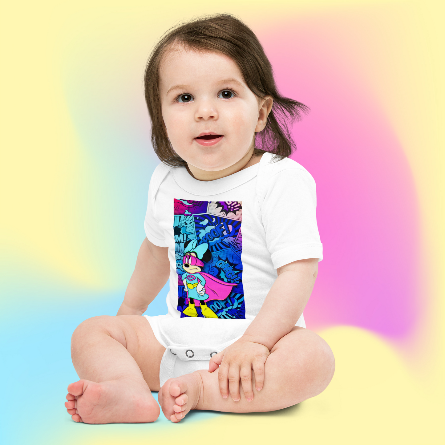 Designer Minnie-Mouse Baby Short Sleeve One Piece | Available in Multiple Colors | Design on Front & Back