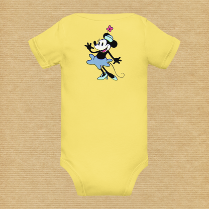 Designer Minnie-Mouse Baby Short Sleeve One Piece | Available in Multiple Colors | Design on Front & Back