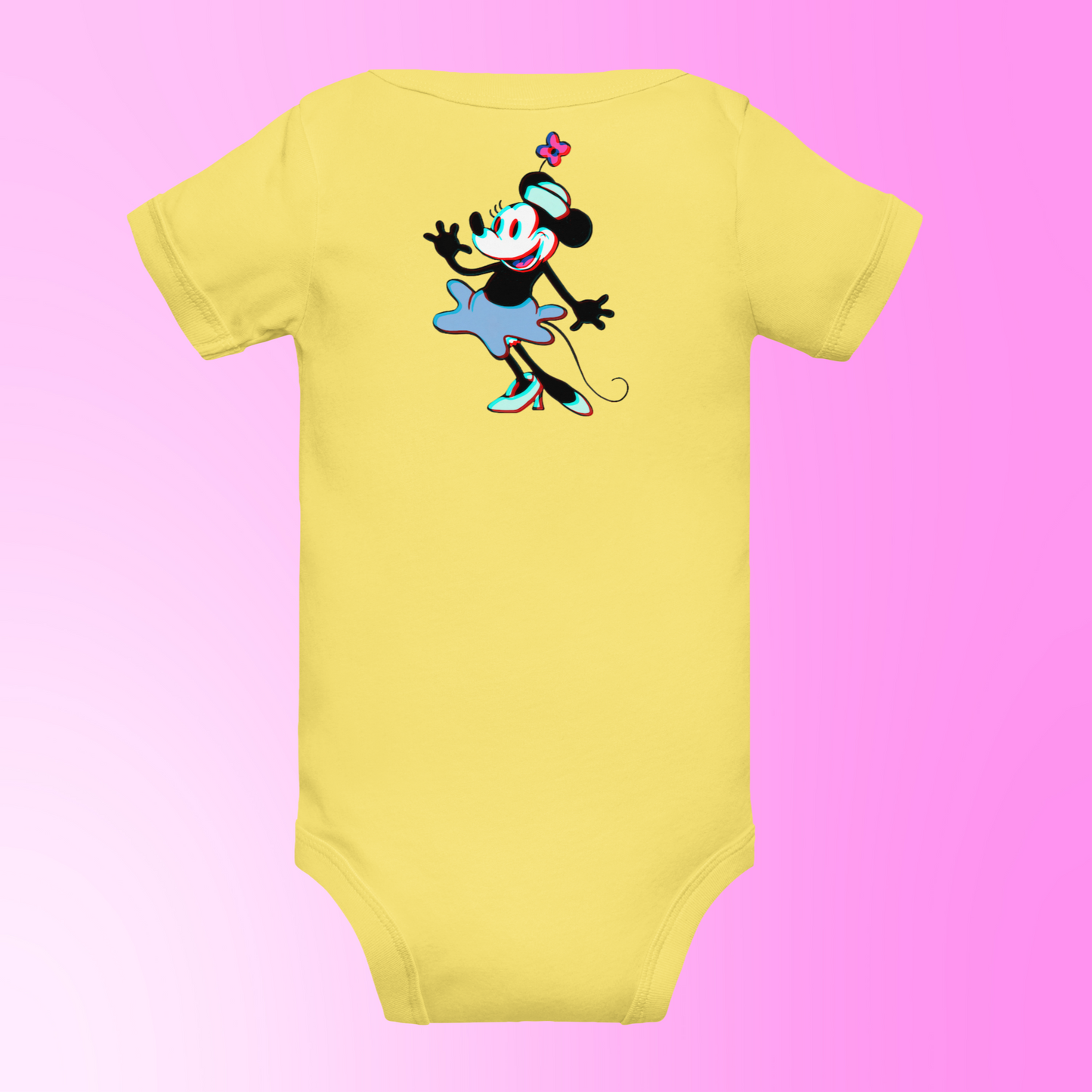 Designer 3D Minnie-Mouse Baby Short Sleeve One Piece | Available in Multiple Colors | Design on Front & Back