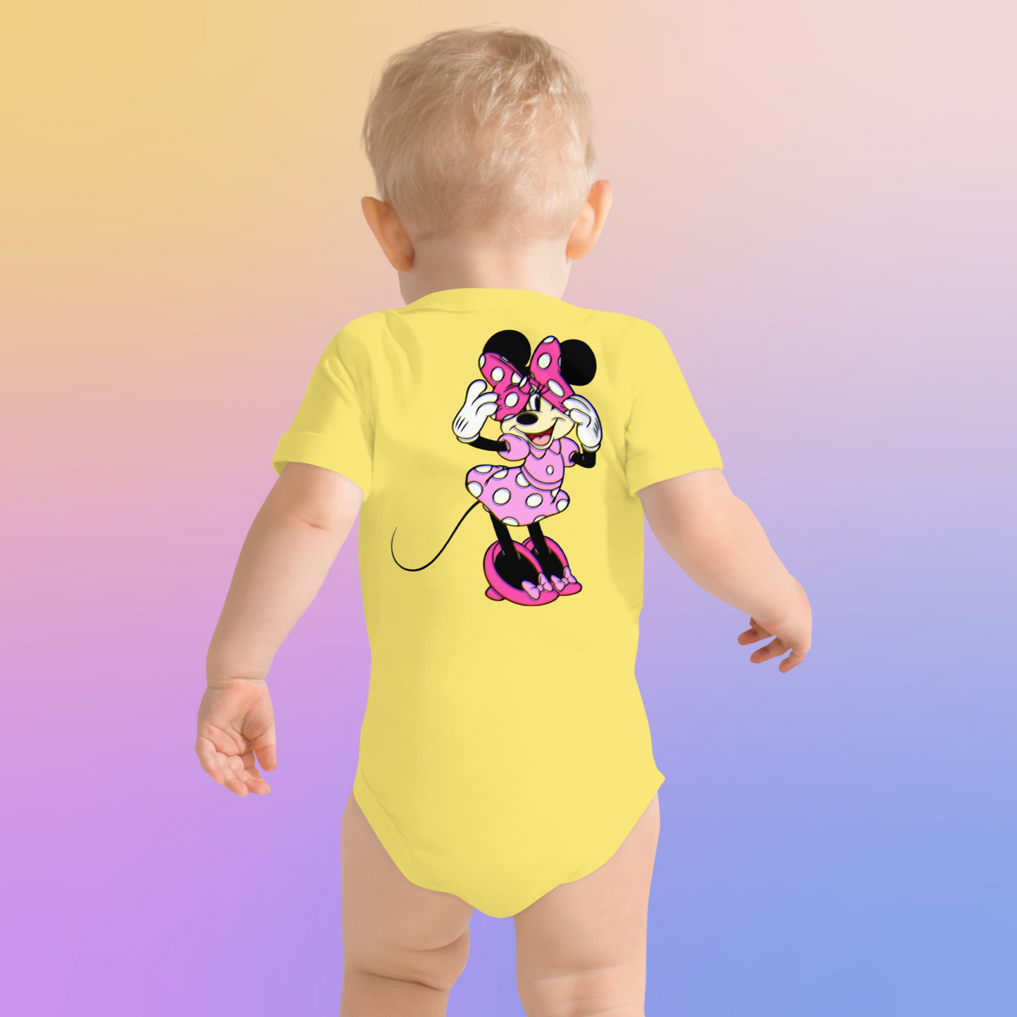 Designer Minnie-Mouse Baby Short Sleeve One Piece | Available in Multiple Colors | Design on Front & Back