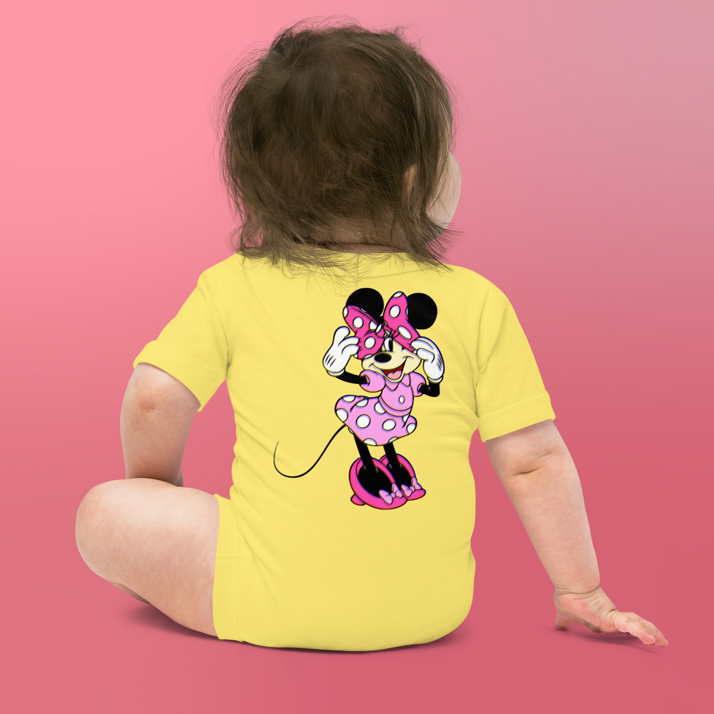 Designer Minnie-Mouse Baby Short Sleeve One Piece | Available in Multiple Colors | Design on Front & Back