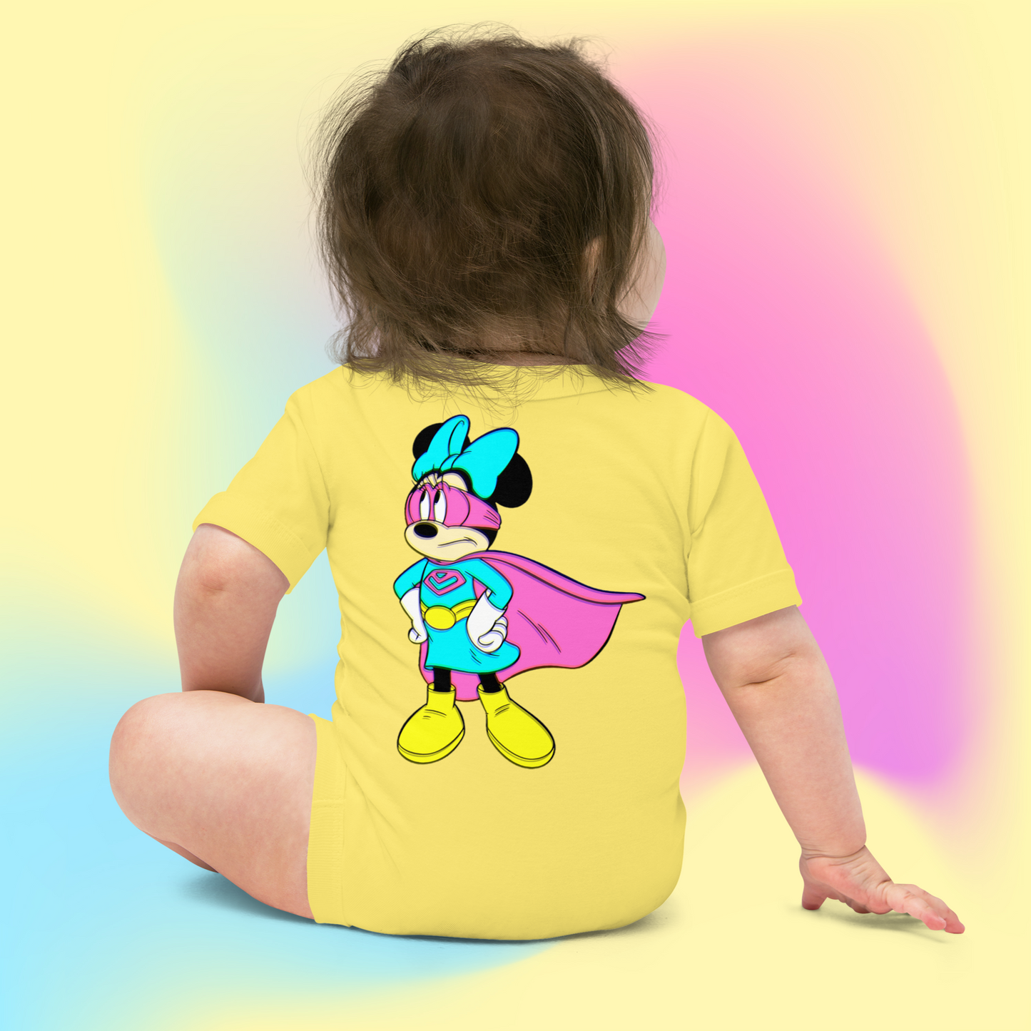 Designer Minnie-Mouse Baby Short Sleeve One Piece | Available in Multiple Colors | Design on Front & Back