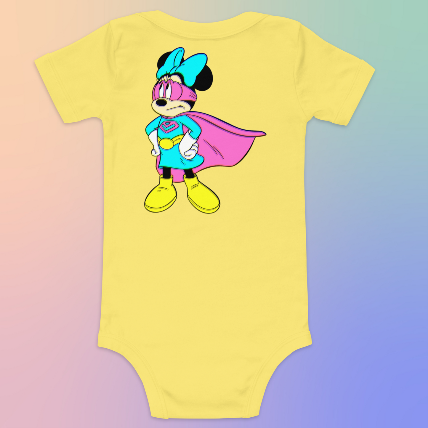 Designer Minnie-Mouse Baby Short Sleeve One Piece | Available in Multiple Colors | Design on Front & Back