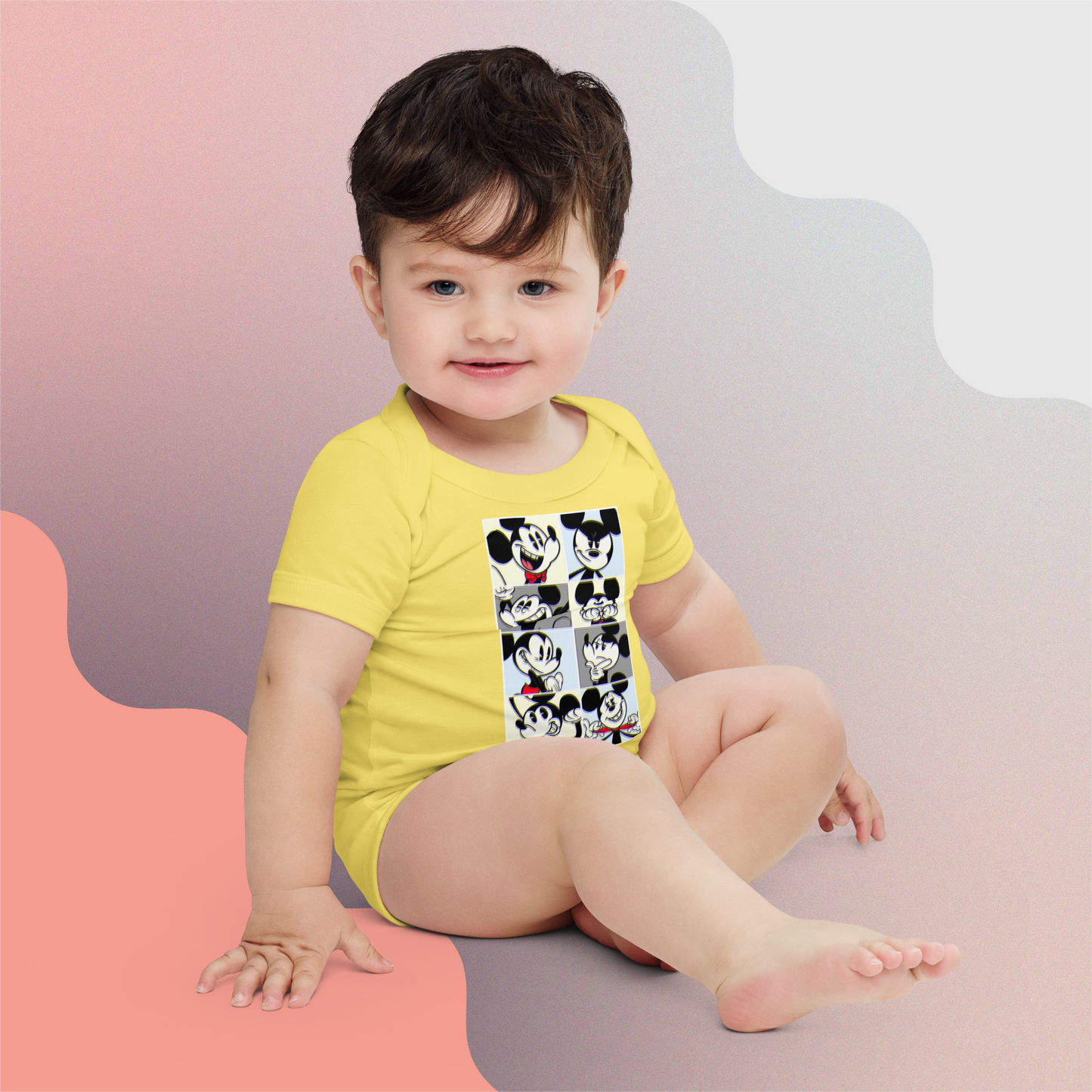 Designer Mickey-Mouse Baby Short Sleeve One Piece | Front & Back Design | Available in Multiple Colors