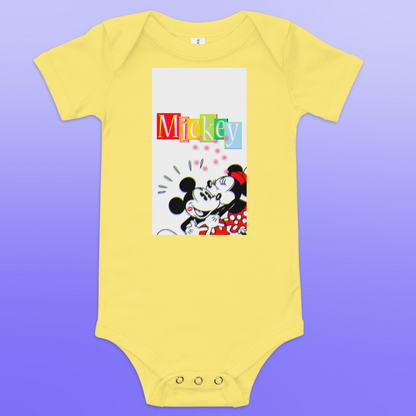 Designer Mickey-Mouse and Minnie-Mouse Baby Short Sleeve One Piece | Available in Multiple Colors | Design on Front & Back