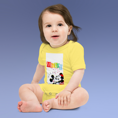 Designer Mickey-Mouse and Minnie-Mouse Baby Short Sleeve One Piece | Available in Multiple Colors | Design on Front & Back