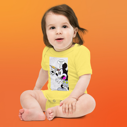 Designer Mickey-Mouse and Doodlebob Baby Short Sleeve One Piece | Available in Multiple Colors | Design on Front & Back