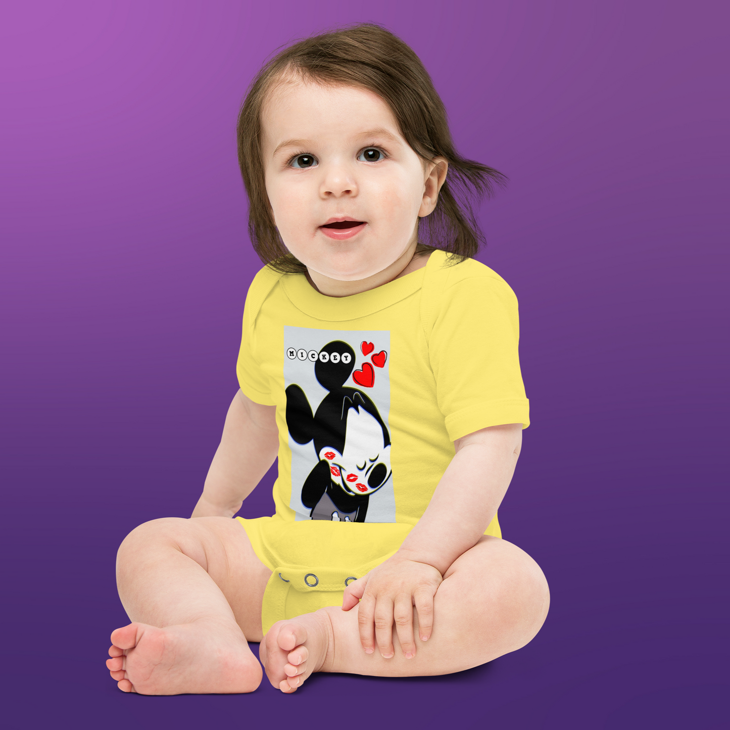 Designer Mickey-Mouse Baby Short Sleeve One Piece | Available in Multiple Colors | Design on Front & Back