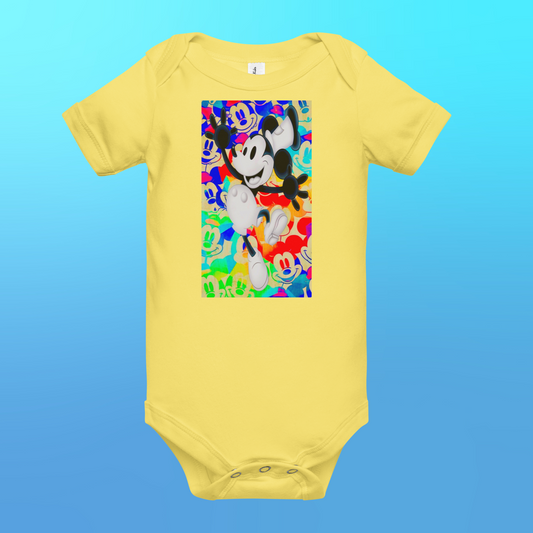 Designer Mickey-Mouse Baby Short Sleeve One Piece | Available in Multiple Colors | Design on Front & Back