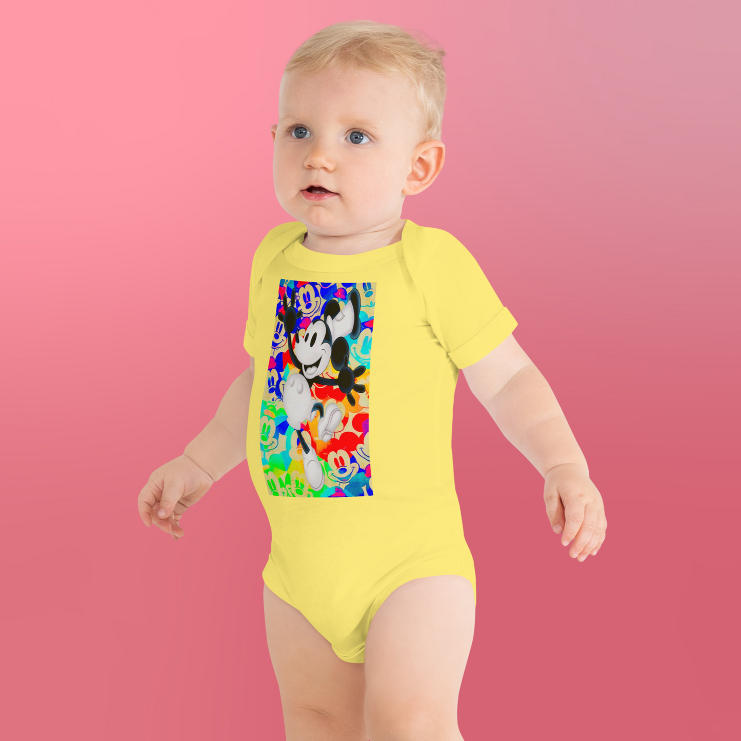 Designer Mickey-Mouse Baby Short Sleeve One Piece | Available in Multiple Colors | Design on Front & Back