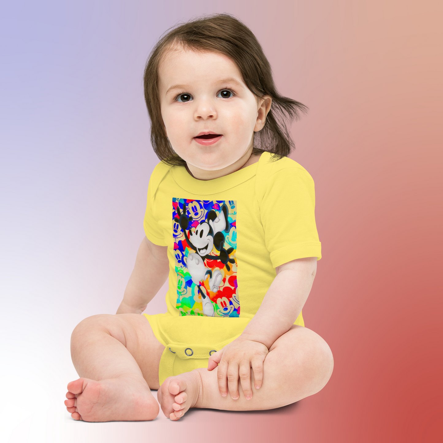 Designer Mickey-Mouse Baby Short Sleeve One Piece | Available in Multiple Colors | Design on Front & Back