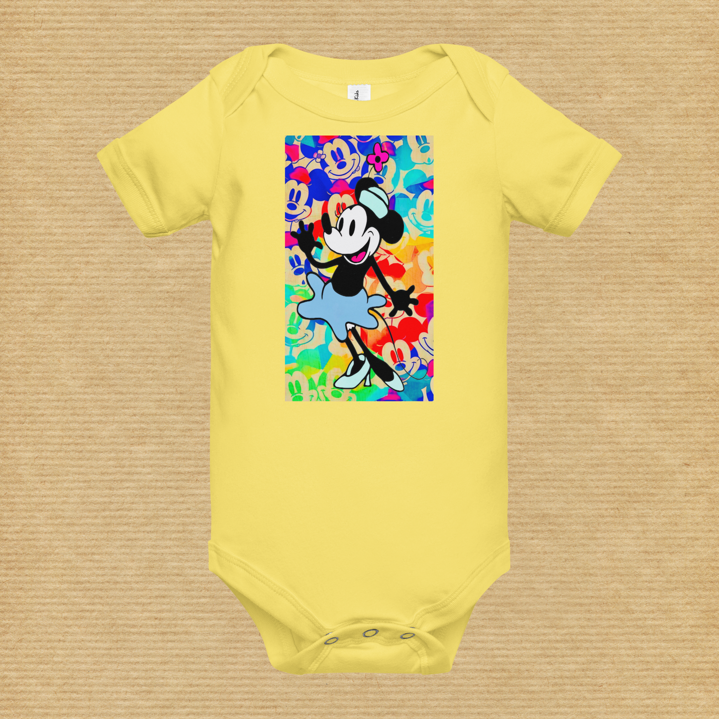 Designer Minnie-Mouse Baby Short Sleeve One Piece | Available in Multiple Colors | Design on Front & Back