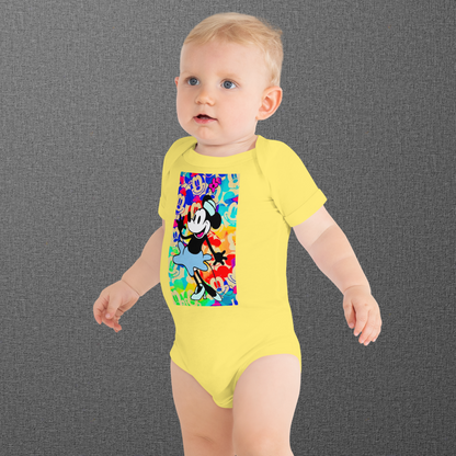 Designer Minnie-Mouse Baby Short Sleeve One Piece | Available in Multiple Colors | Design on Front & Back