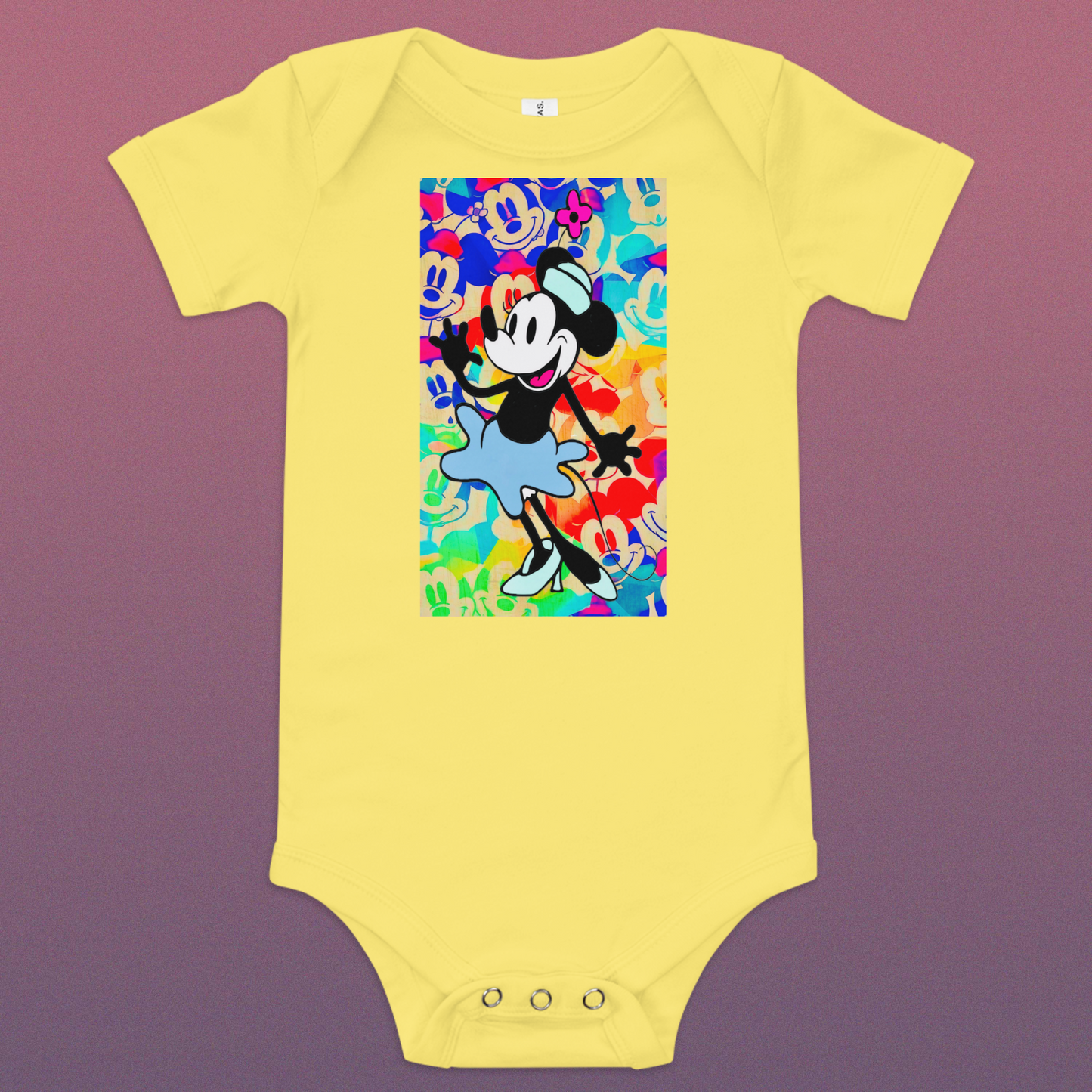 Designer Minnie-Mouse Baby Short Sleeve One Piece | Available in Multiple Colors | Design on Front & Back