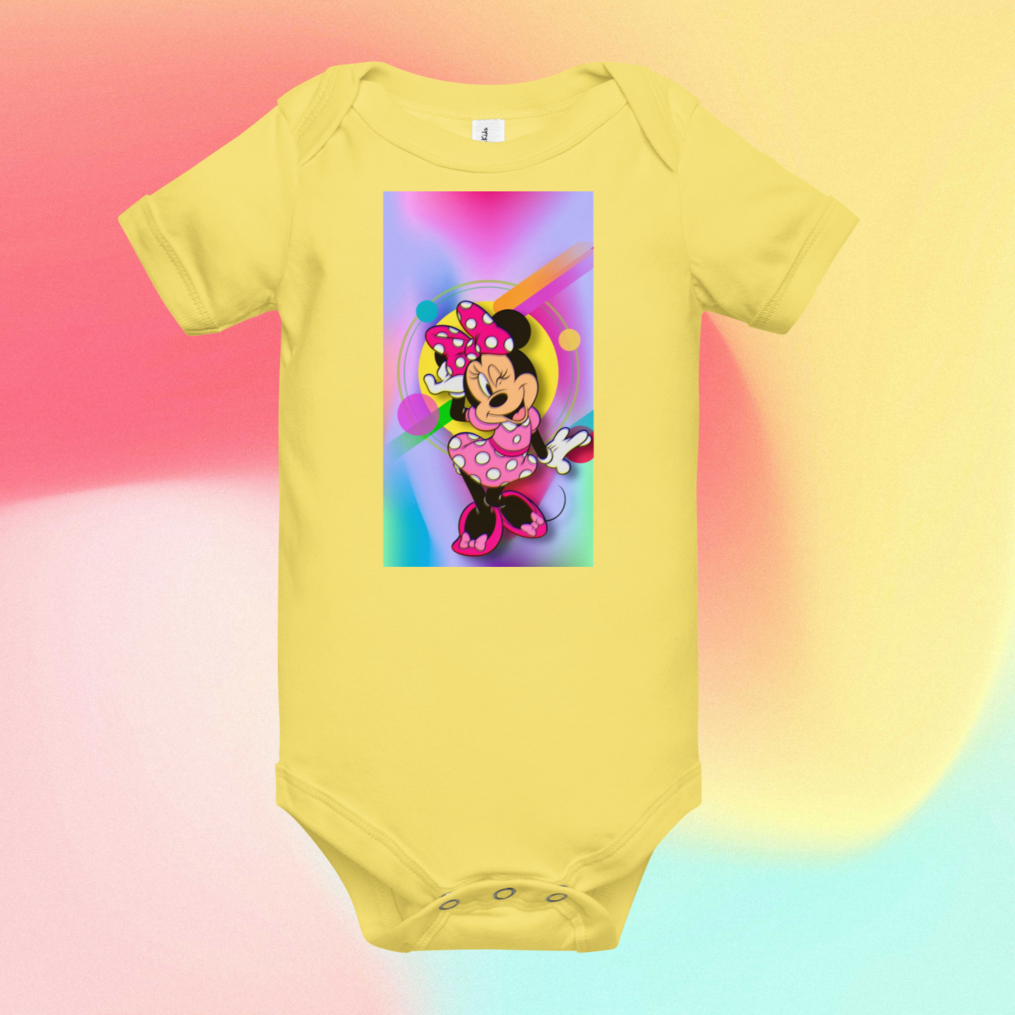 Designer Minnie-Mouse Baby Short Sleeve One Piece | Available in Multiple Colors | Design on Front & Back