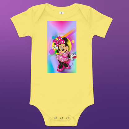 Designer Minnie-Mouse Baby Short Sleeve One Piece | Available in Multiple Colors | Design on Front & Back