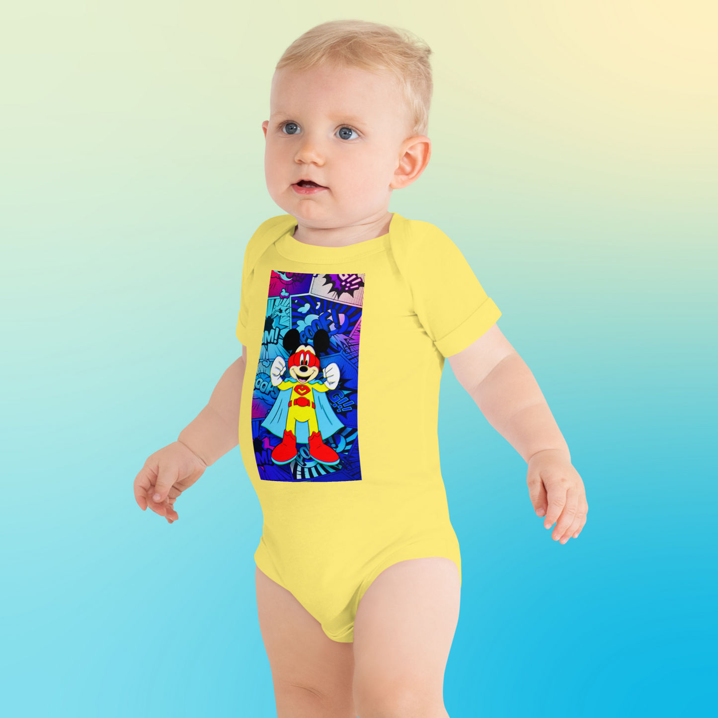 Designer Mickey-Mouse Baby Short Sleeve One Piece | Available in Multiple Colors | Design on Front & Back