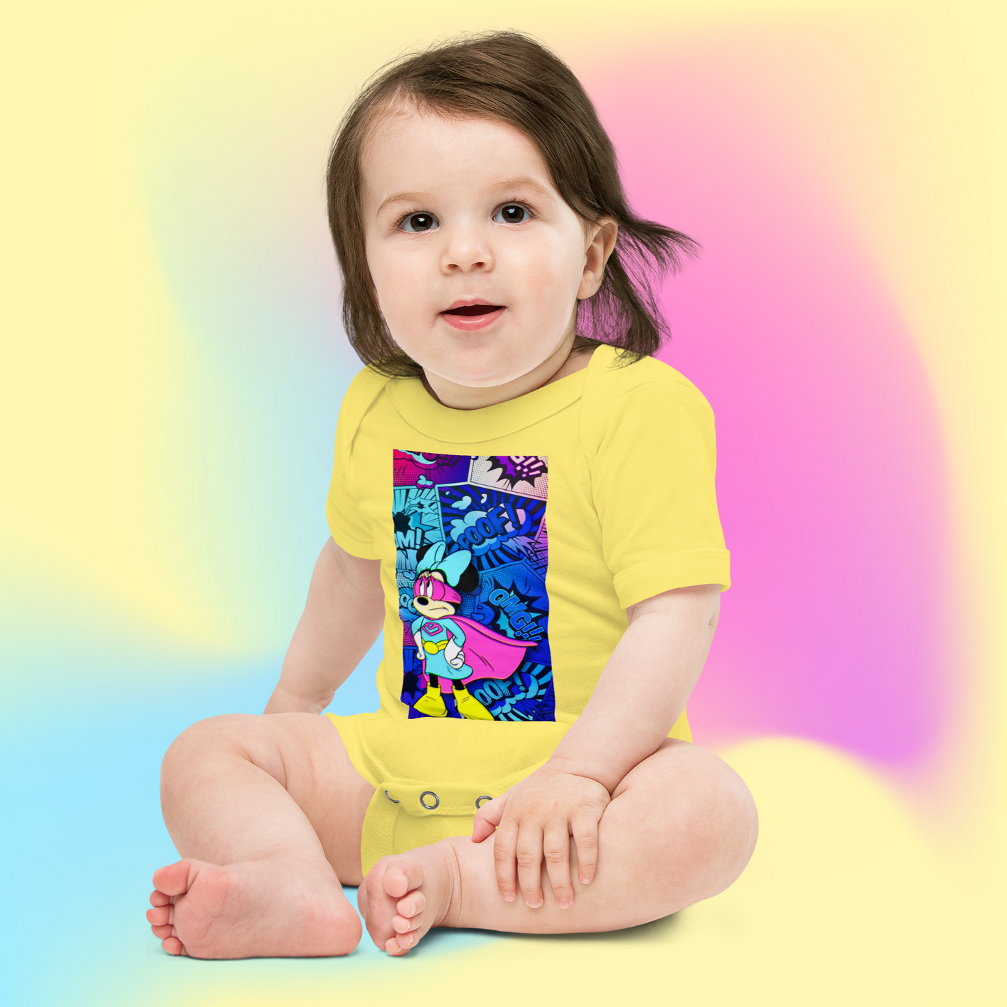 Designer Minnie-Mouse Baby Short Sleeve One Piece | Available in Multiple Colors | Design on Front & Back