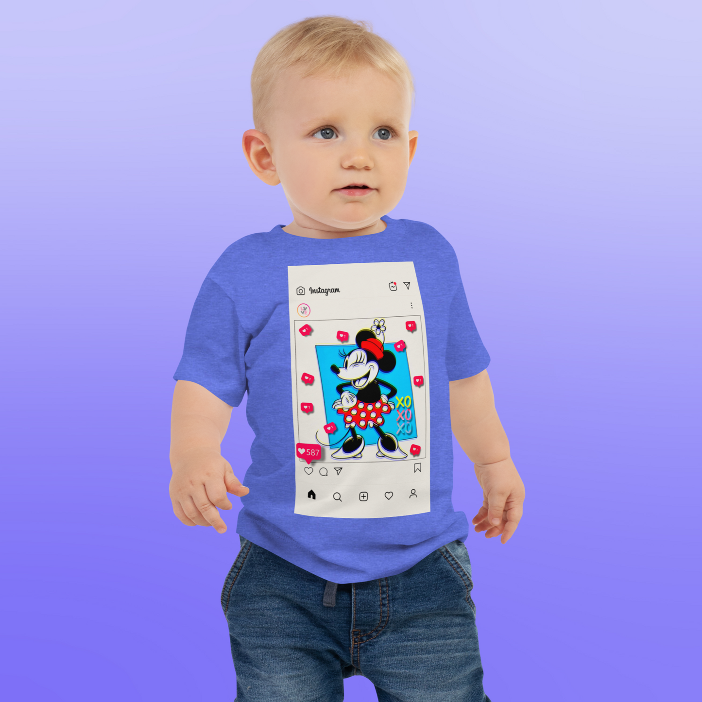 Designer Minnie-Mouse Baby Jersey Short Sleeve Tee | Available in Multiple Colors | Design on Front & Back