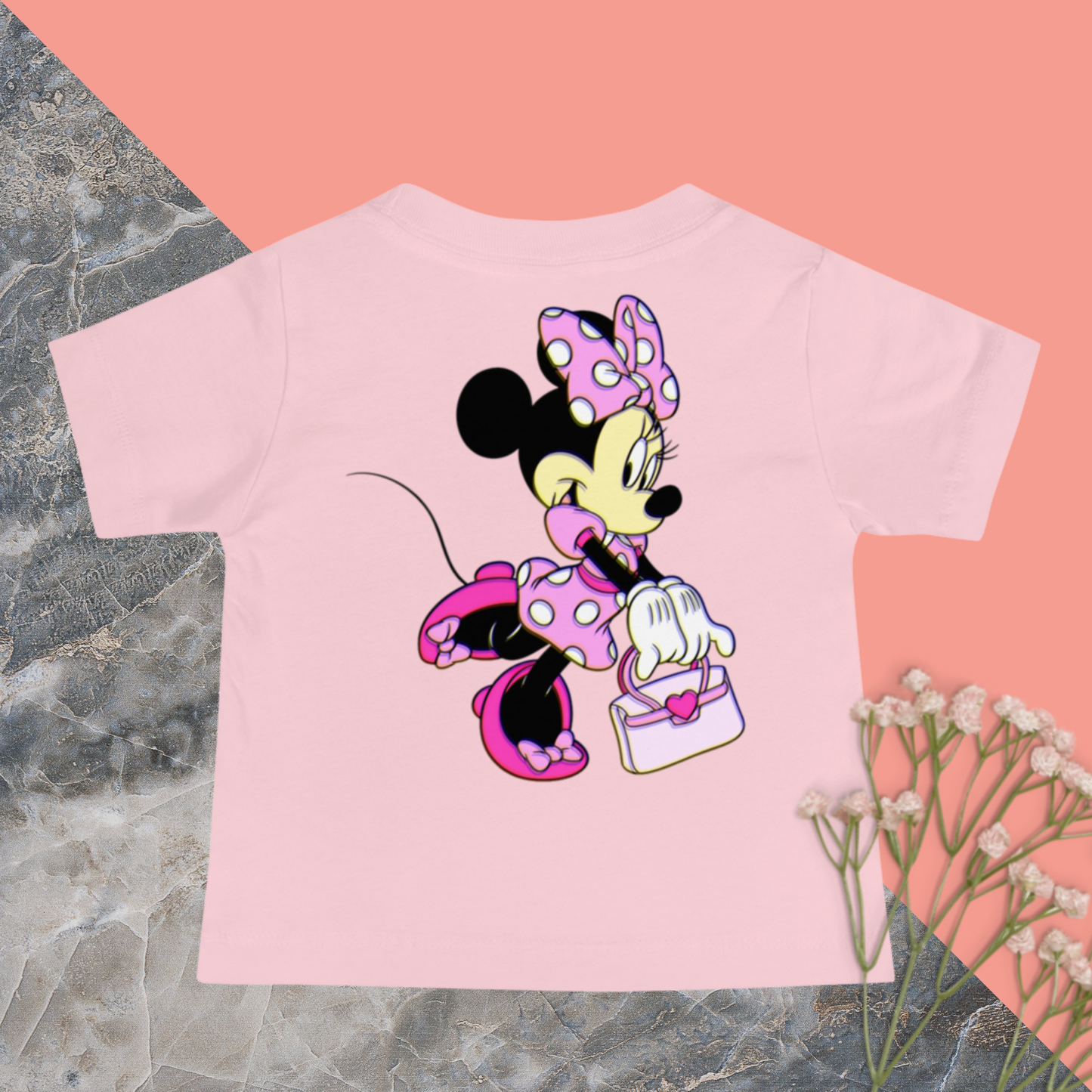 Designer Minnie-Mouse Baby Jersey Short Sleeve Tee | Available in Multiple Colors | Design on Front & Back