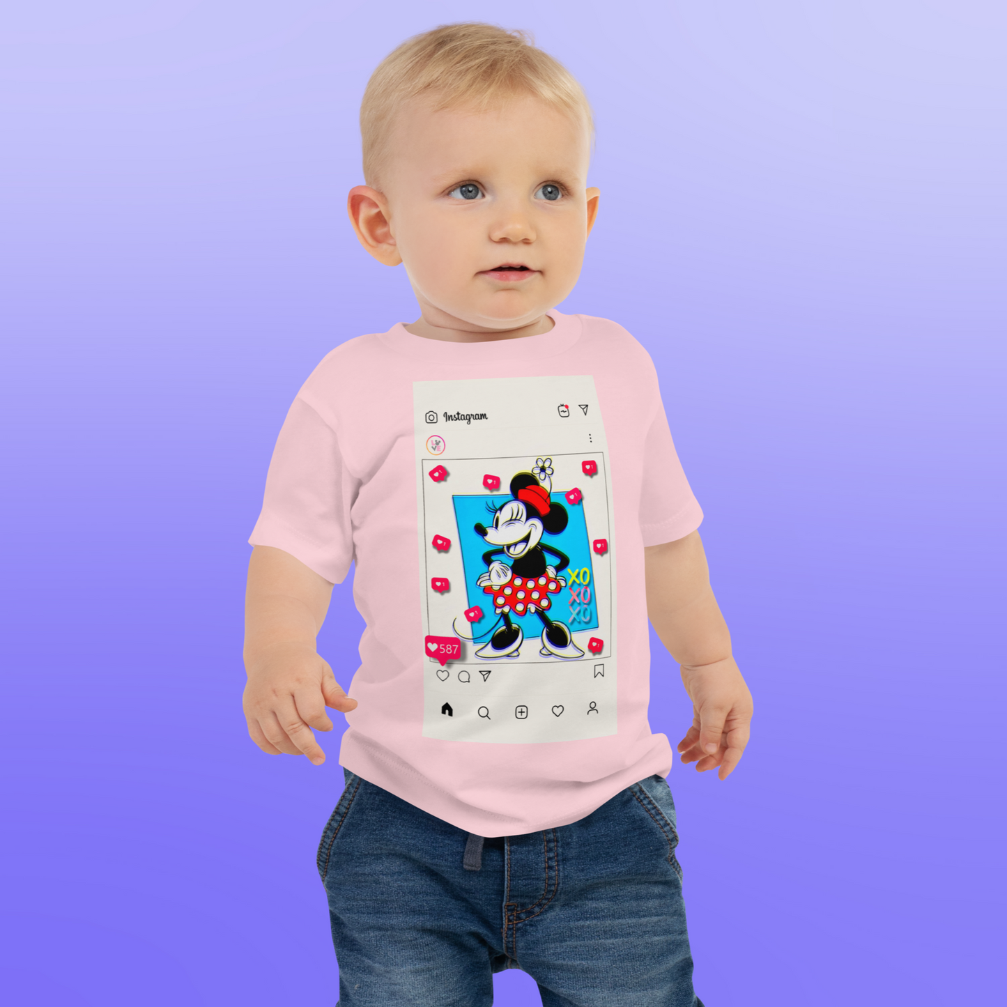 Designer Minnie-Mouse Baby Jersey Short Sleeve Tee | Available in Multiple Colors | Design on Front & Back