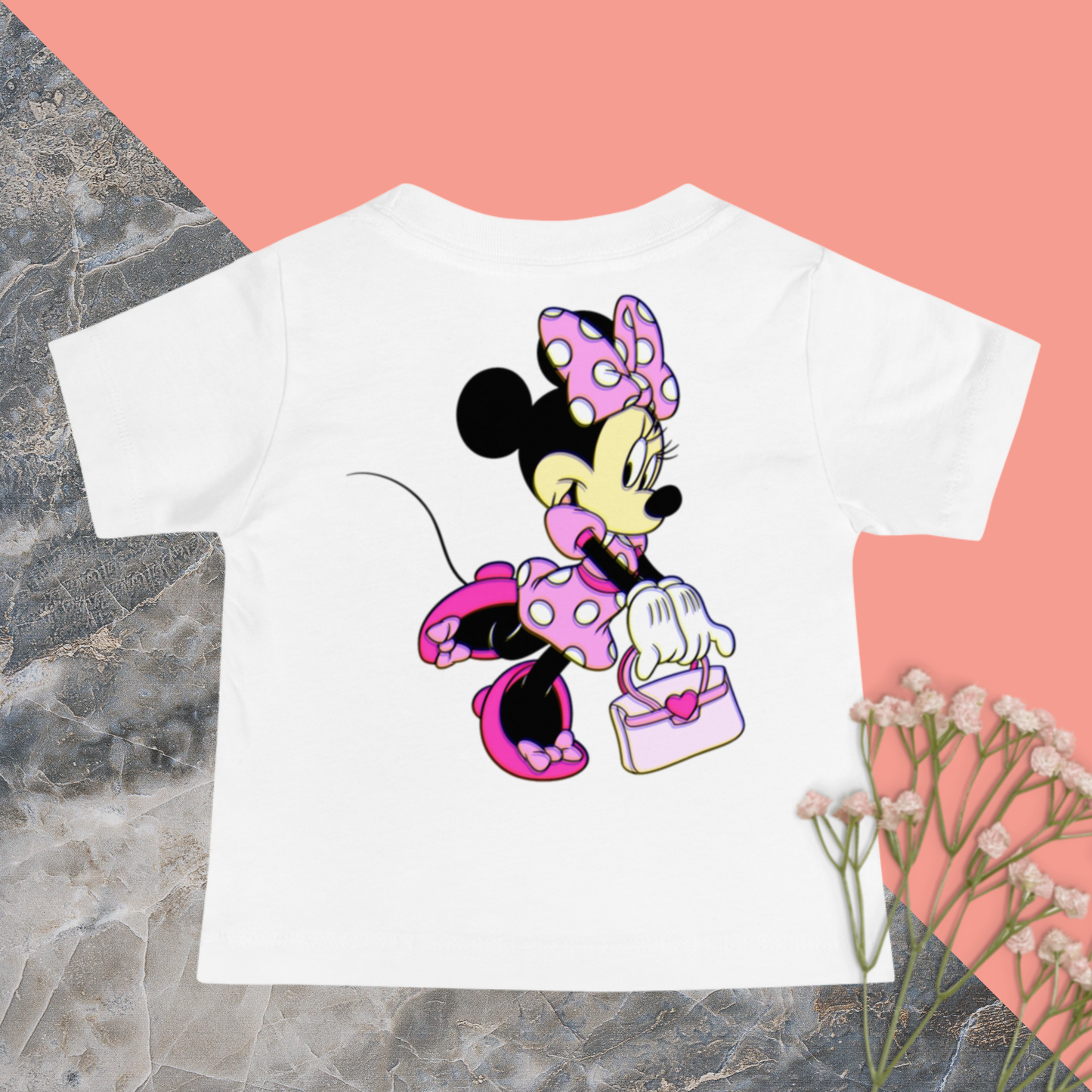 Designer Minnie-Mouse Baby Jersey Short Sleeve Tee | Available in Multiple Colors | Design on Front & Back