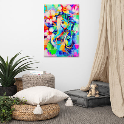 Ganesh with Flowers Large Canvas | Limited Edition Design