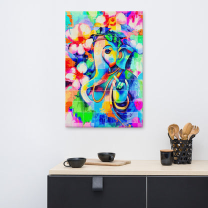 Ganesh with Flowers Large Canvas | Limited Edition Design