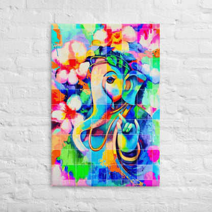 Ganesh with Flowers Large Canvas | Limited Edition Design