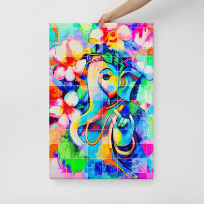 Ganesh with Flowers Large Canvas | Limited Edition Design