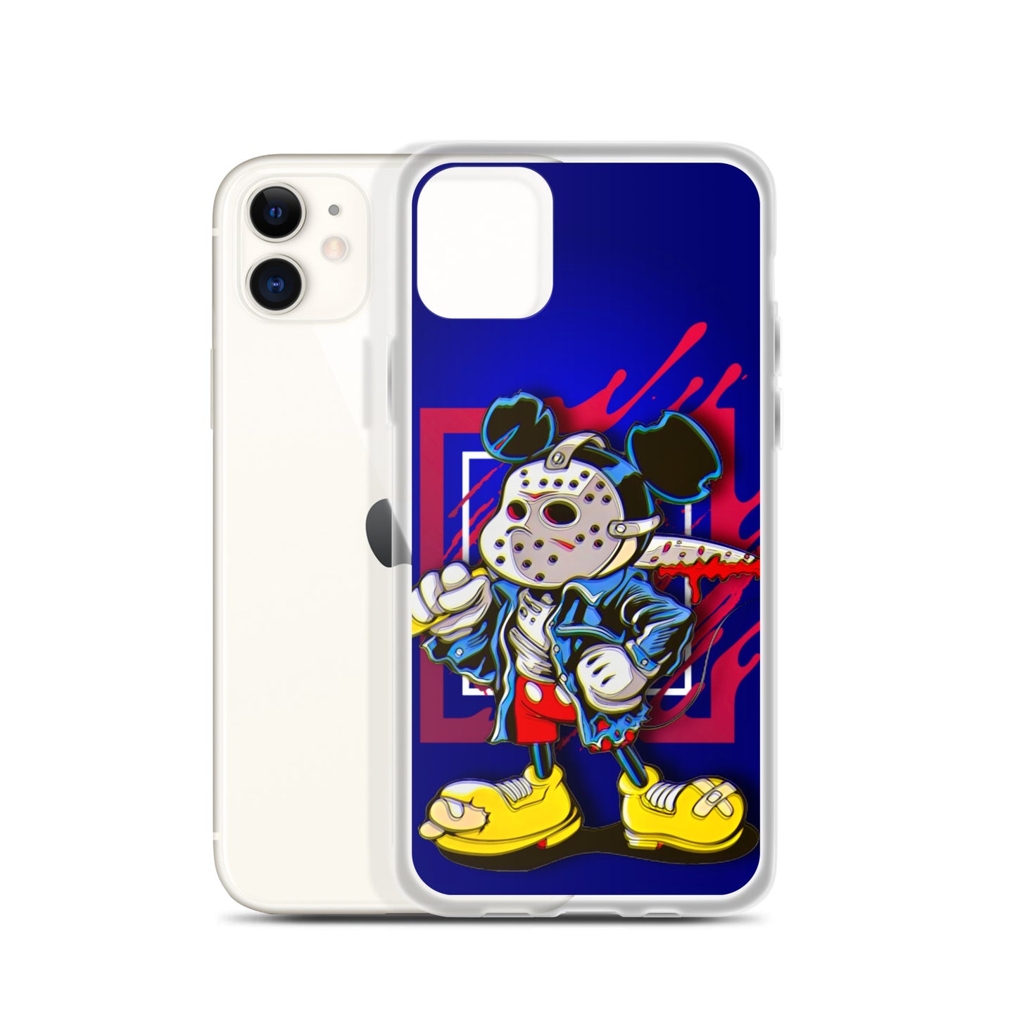 Designer Mickey-Mouse as Jason from Friday the 13th iPhone® Clear Case | Available for most iPhone® models | Wireless Charging Compatible