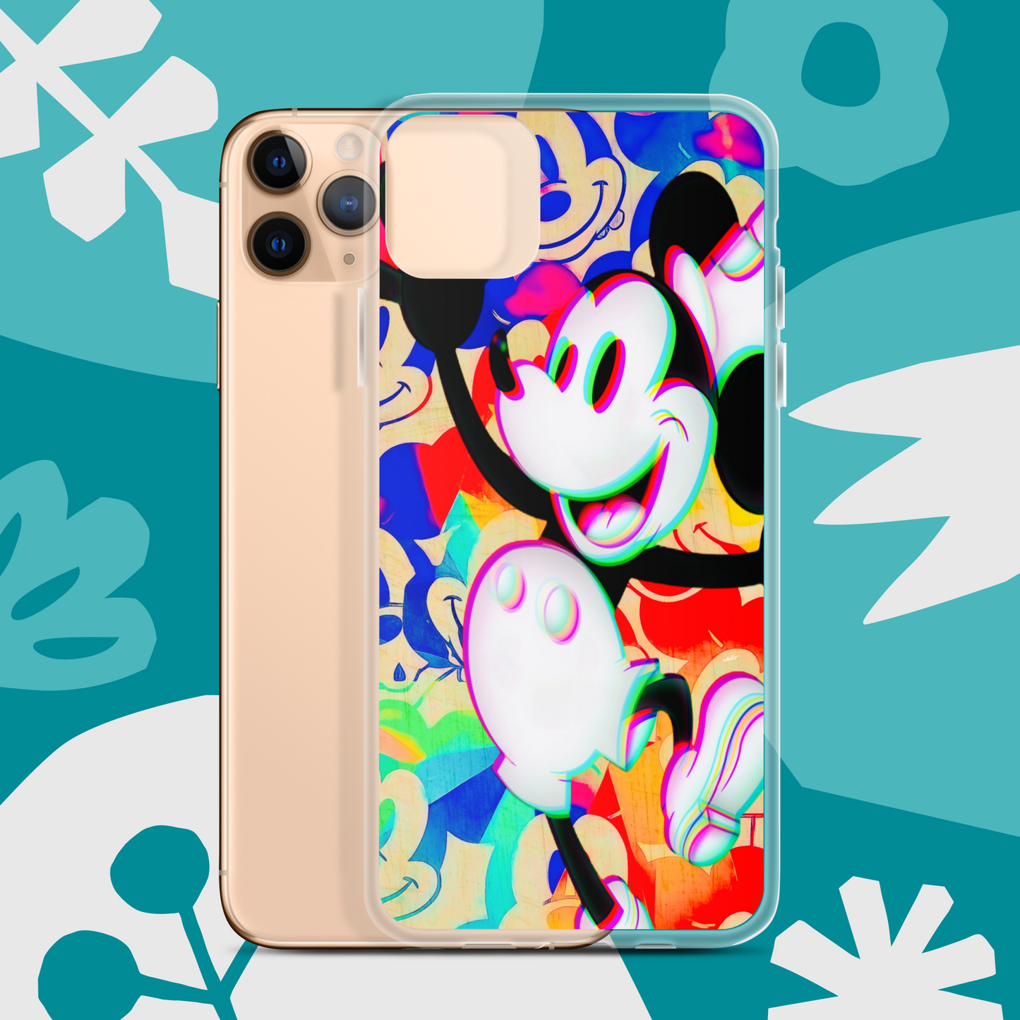 Mickey-Mouse iPhone® Clear Case | 3D Glitch Effect | Available for most iPhone® models | Wireless Charging Compatible