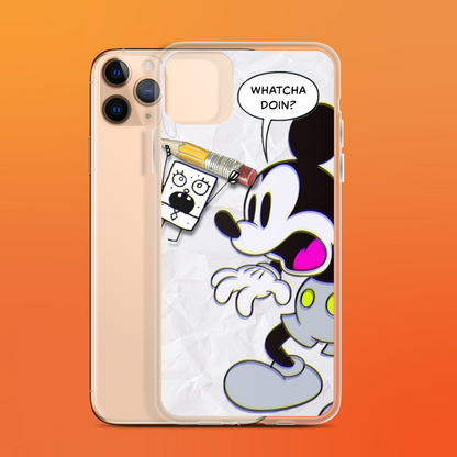 Designer Mickey-Mouse and Doodlebob iPhone® Clear Case | Available for most iPhone® models | Wireless Charging Compatible