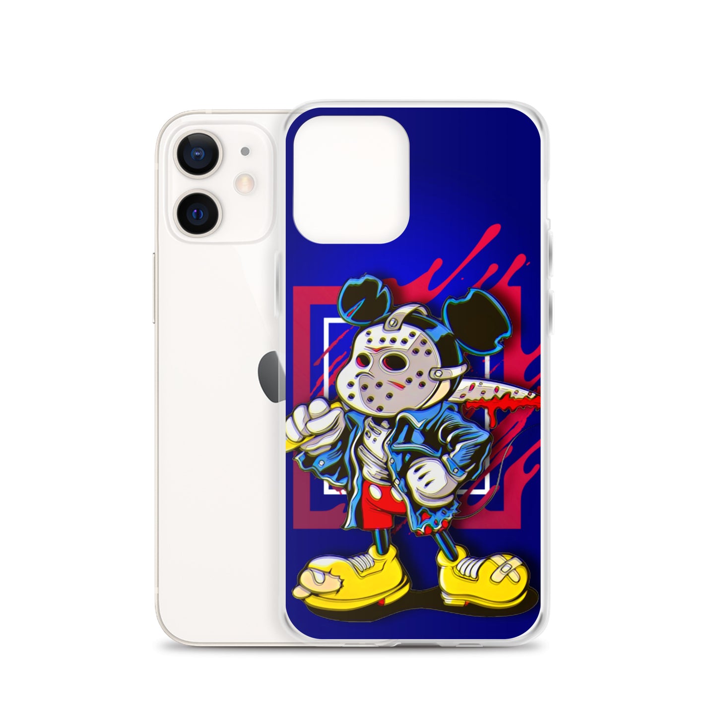 Designer Mickey-Mouse as Jason from Friday the 13th iPhone® Clear Case | Available for most iPhone® models | Wireless Charging Compatible