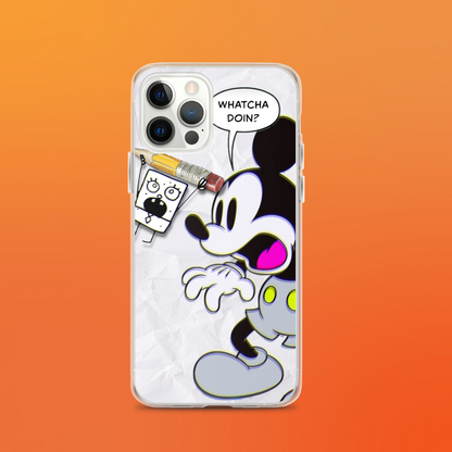 Designer Mickey-Mouse and Doodlebob iPhone® Clear Case | Available for most iPhone® models | Wireless Charging Compatible